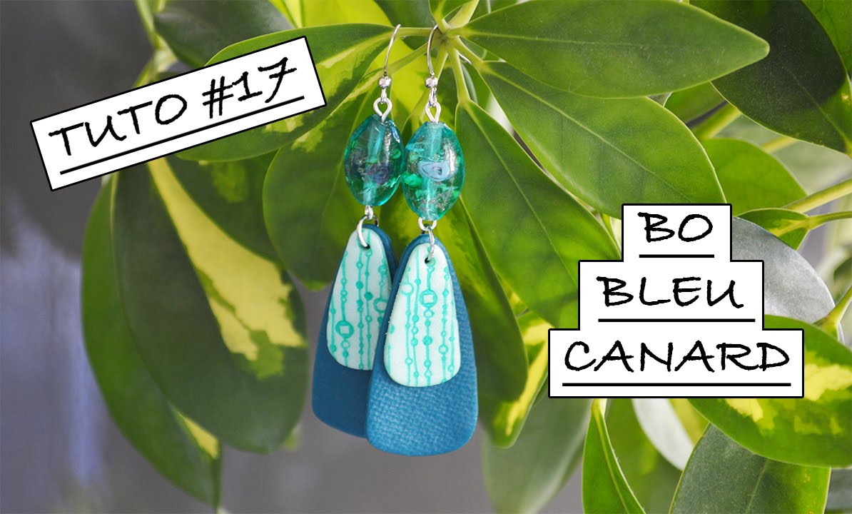 [Tuto polymère #17] Boucles d'oreilles bleu canard en cernit - Partenariat Pimpomperles
