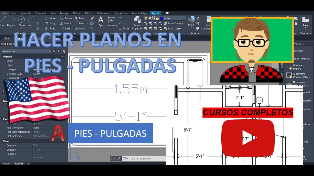 AutoCAD-Pies-Pulgada-Si eres latinoameticano y necesitas hacer un plano en medidas NorteAmericanas.