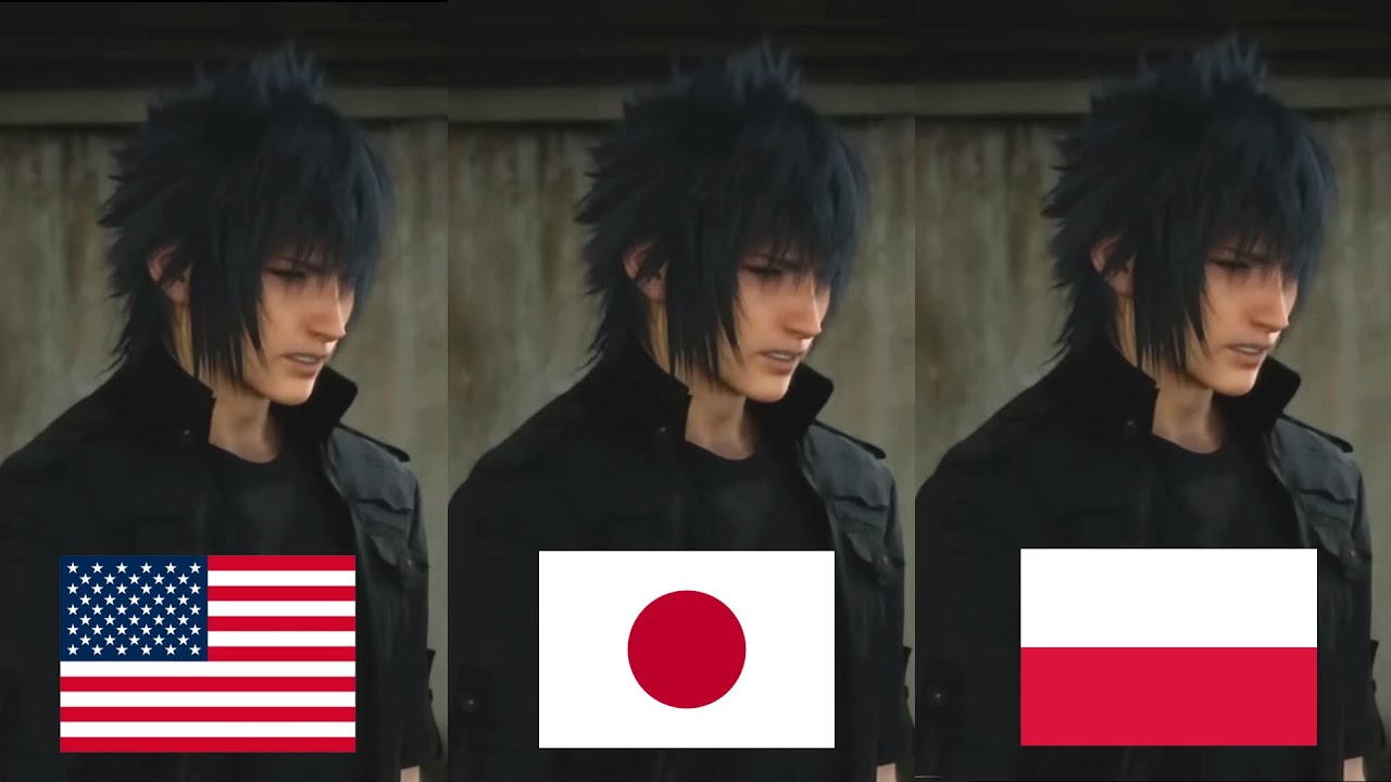 Final Fantasy XV - voiceover comparison - English, Japanese, Polish