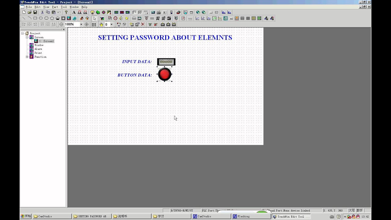XINJE HMI TochWin - Пароль для элементов (SETTING PASSWORD ABOUT ELEMTS)
