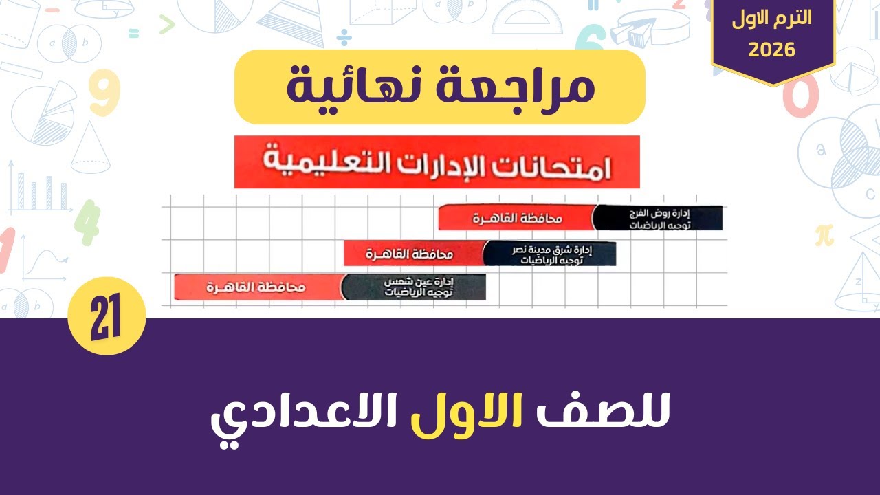 مراجعة نهائية | حل 3 امتحانات ادارات محافظة القاهرة من المعاصر للصف الاول الاعدادي الترم الاول 2026