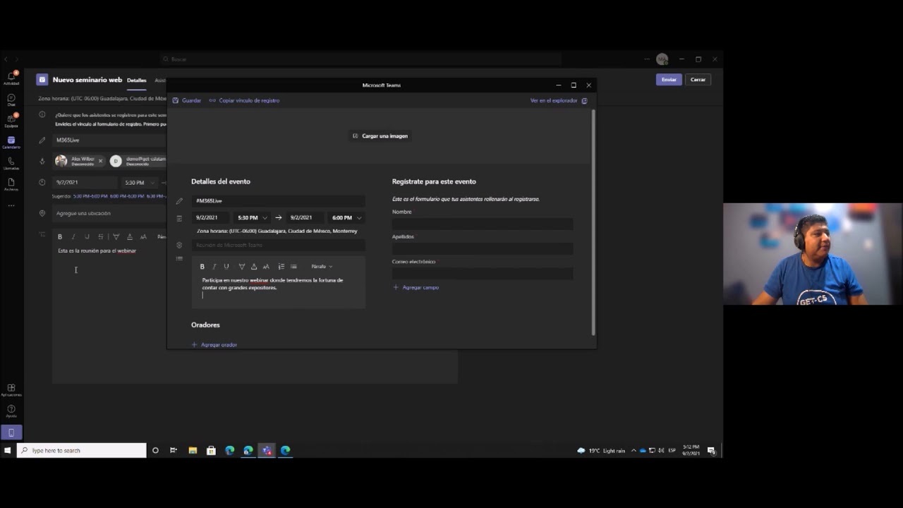 Creacion, producción y analisis de webinars en Microsoft Teams