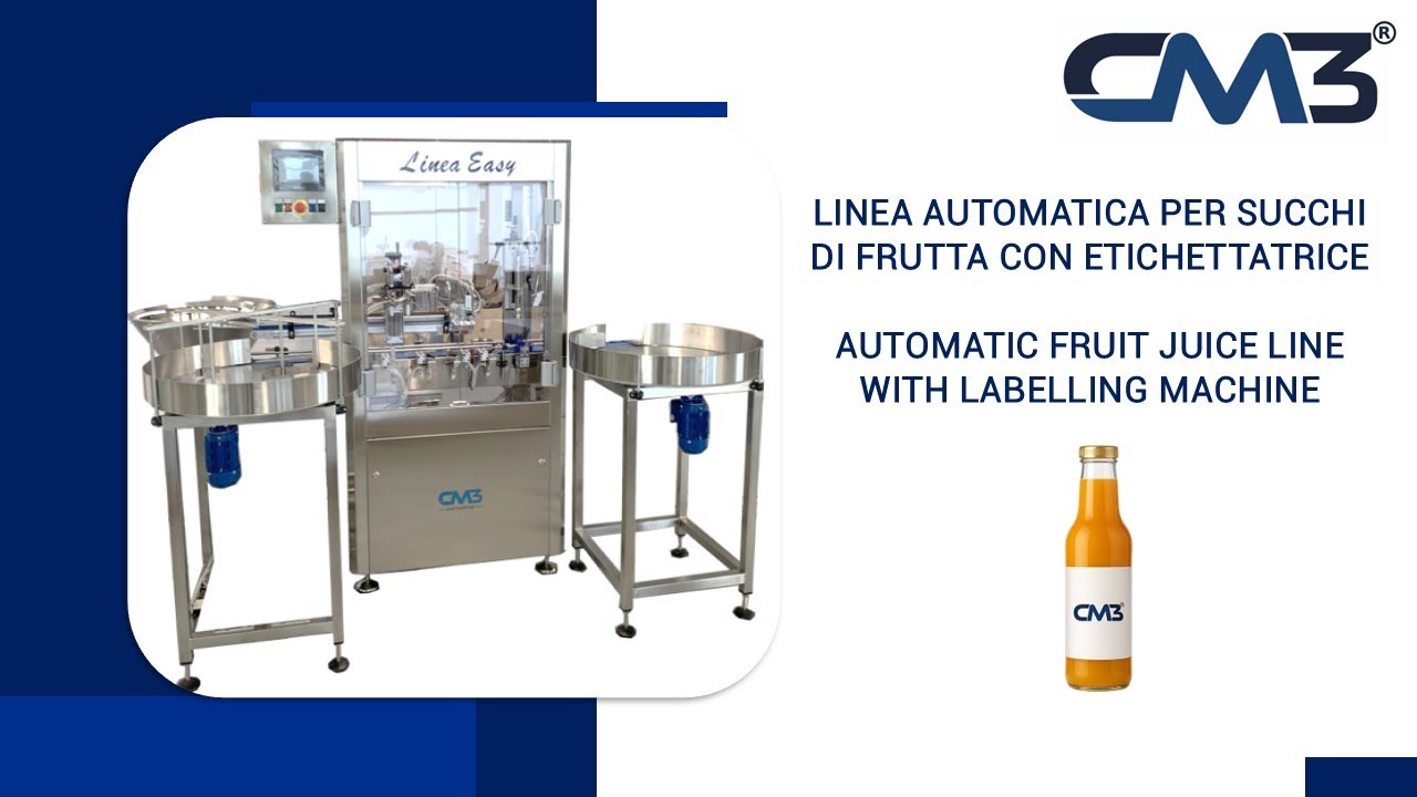 Linea di riempimento e tappatura per succhi di frutta con etichettatrice