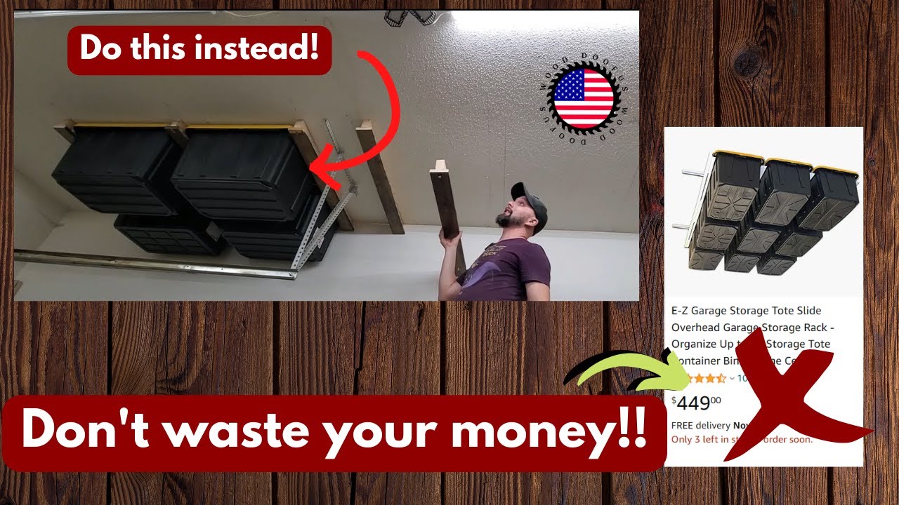 CHEAPEST option for Garage Ceiling Tote Storage Rails!!