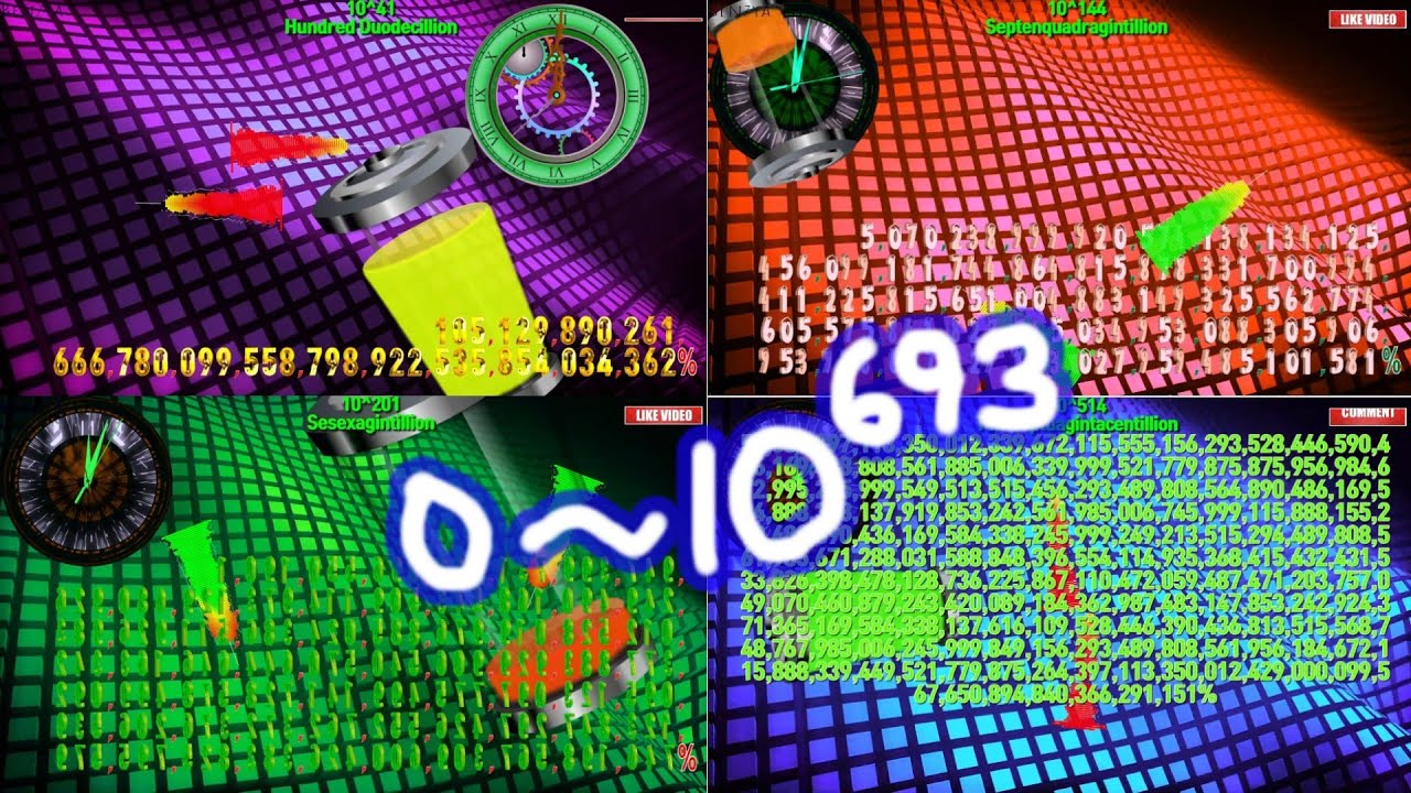Числа от 0 до 10^693 Тригинтадуцентиллион 🔋Счётчик батареи Таймер Сигнализация🔔 694 цифры