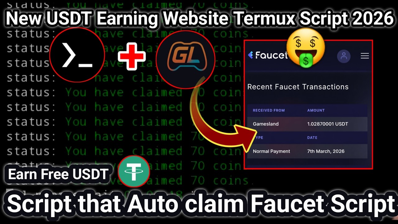 Nuyul New USDT Earning Website Script - Auto Claim Faucet Via Termux - Earn Free USDT 2026💯Legit