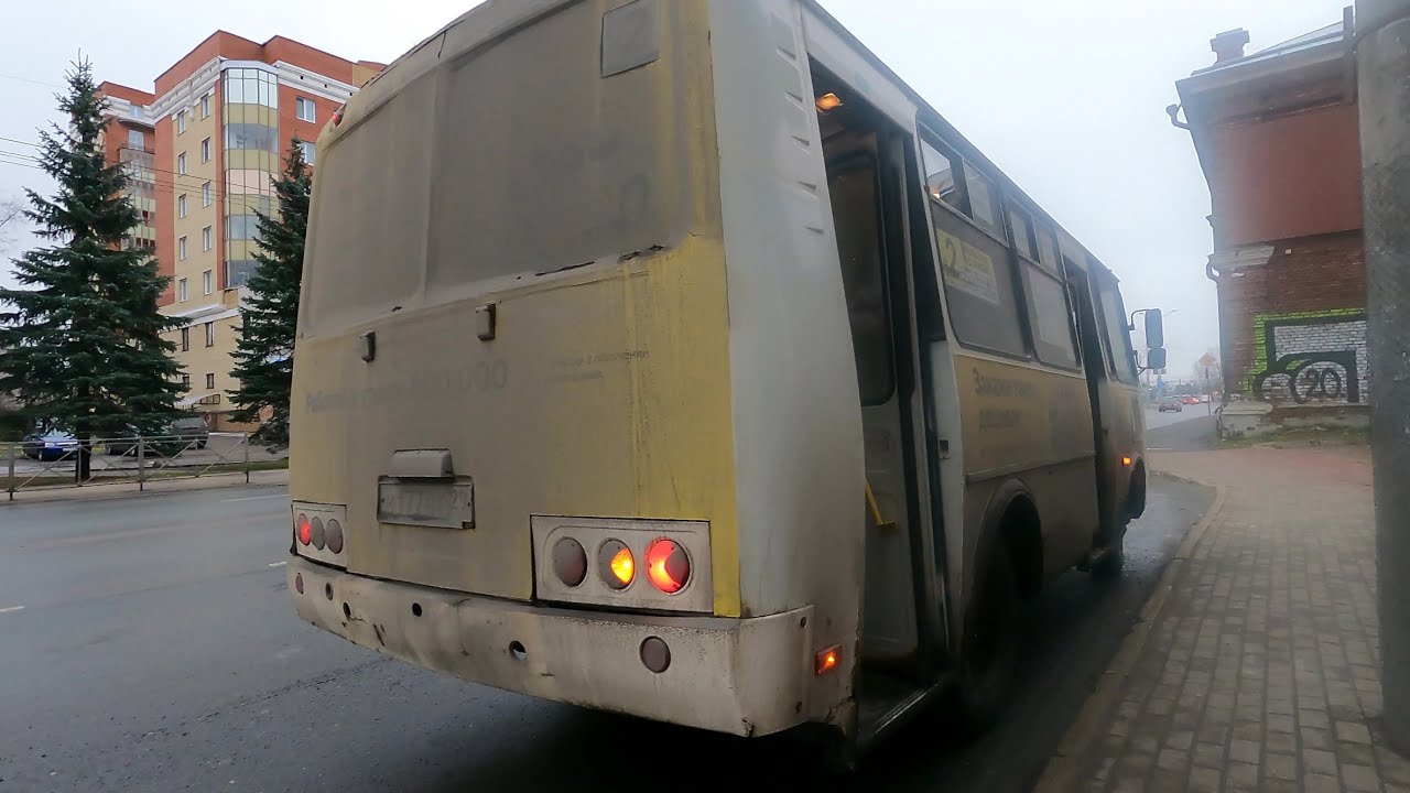 4k Поездка на грязном ПАЗике в Архангельске. ПАЗ-32054.