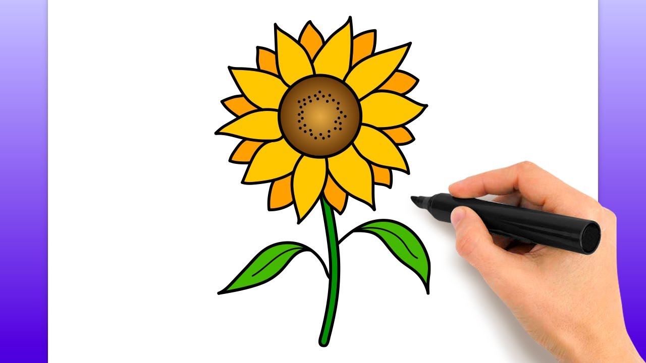 Cómo Dibujar Un Girasol | Fácil Tutorial De Dibujo Paso A Paso