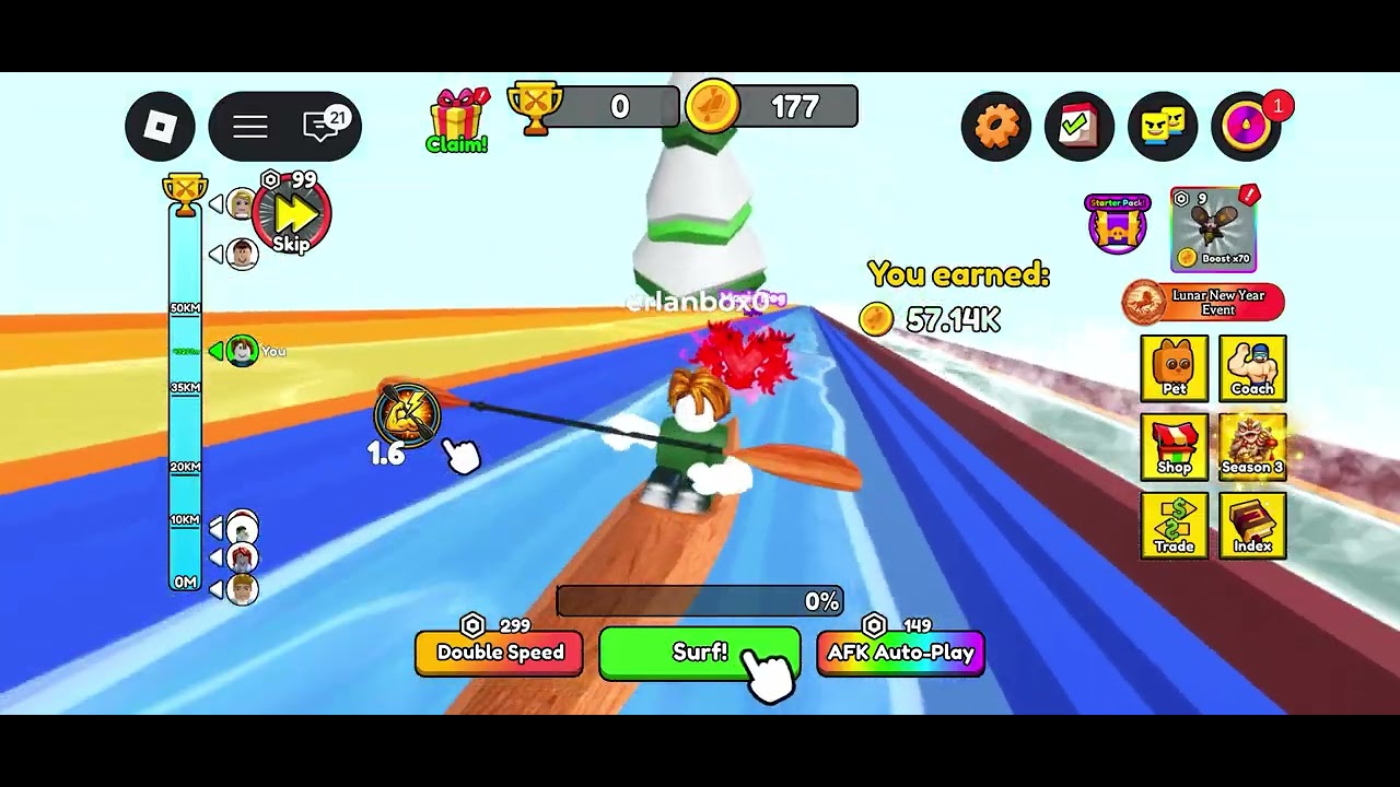 Roblox Surf Race – How Far Can I Go? #roblox #robloxgame #robloxgaming #robloxsurf #surfing 
