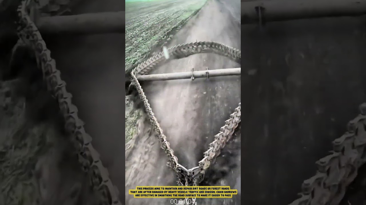 This is the Process of Leveling Muddy Roads with a Chain Grader- Good tools and machinery