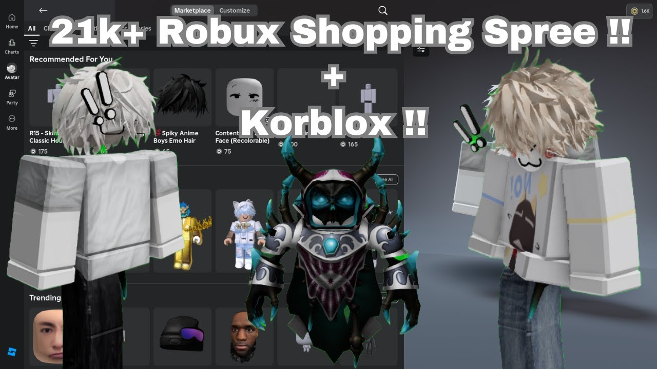 ROBLOX 21k+ Robux Shopping Spree !! + Korblox !!