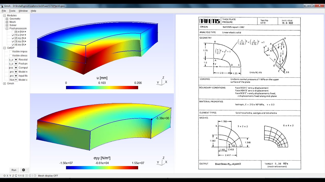 NAFEMS LE10 thick plate pressure benchmark