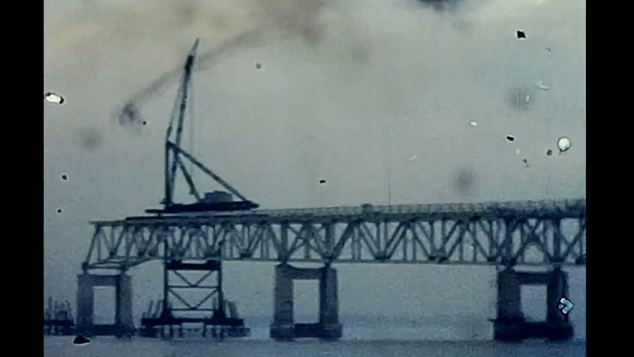 1967 -1969 Construction of the Claiborne Pell Newport Bridge : Rhode Island, 8mm vintage film