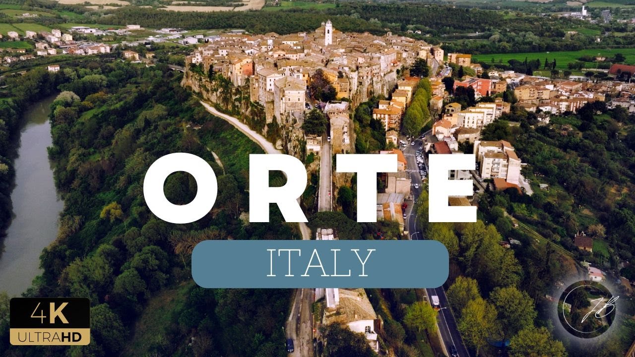 Orte, Italy - Etruscan and Roman City - Hilltop 2500 Years Old - 4K Aerial