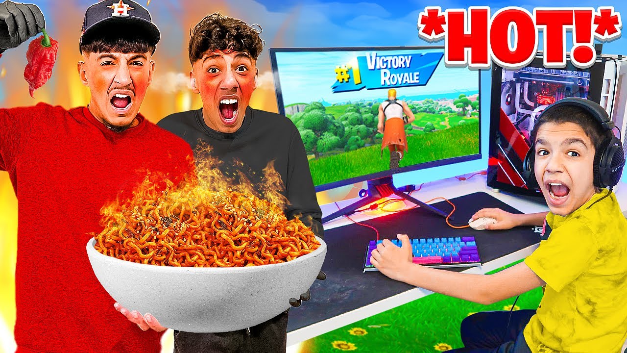 Brothers Eat Spicy Noodles For Every Kill In Fortnite Challenge!