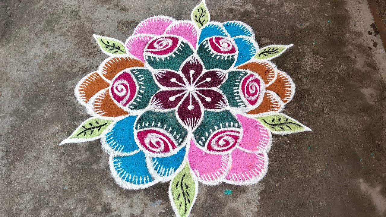 9*5 dots superb rose 🌹 rangoli#youtubevidei#koolamvideo#dailyrangolivideo#muggulu 