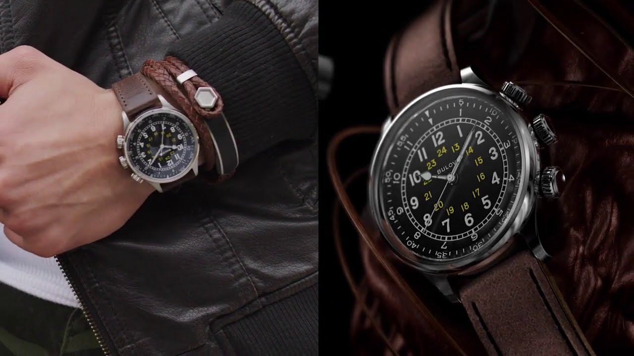 Bulova Watches for Men | Military Series - AR-15 | Black Dial Leather Strap