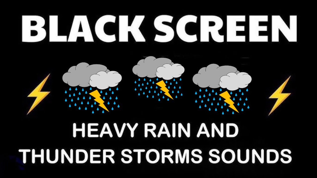 🌙 Black Screen Rain Sounds with Thunder | Fall Asleep Fast & Stay Asleep
