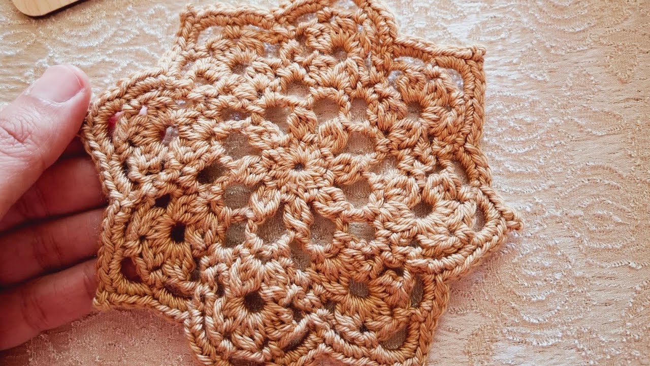 وحدةكروشيه مميزة تناسب كل المشاريع،Beautiful Crochet Motif for Blankets and Table Runners, 