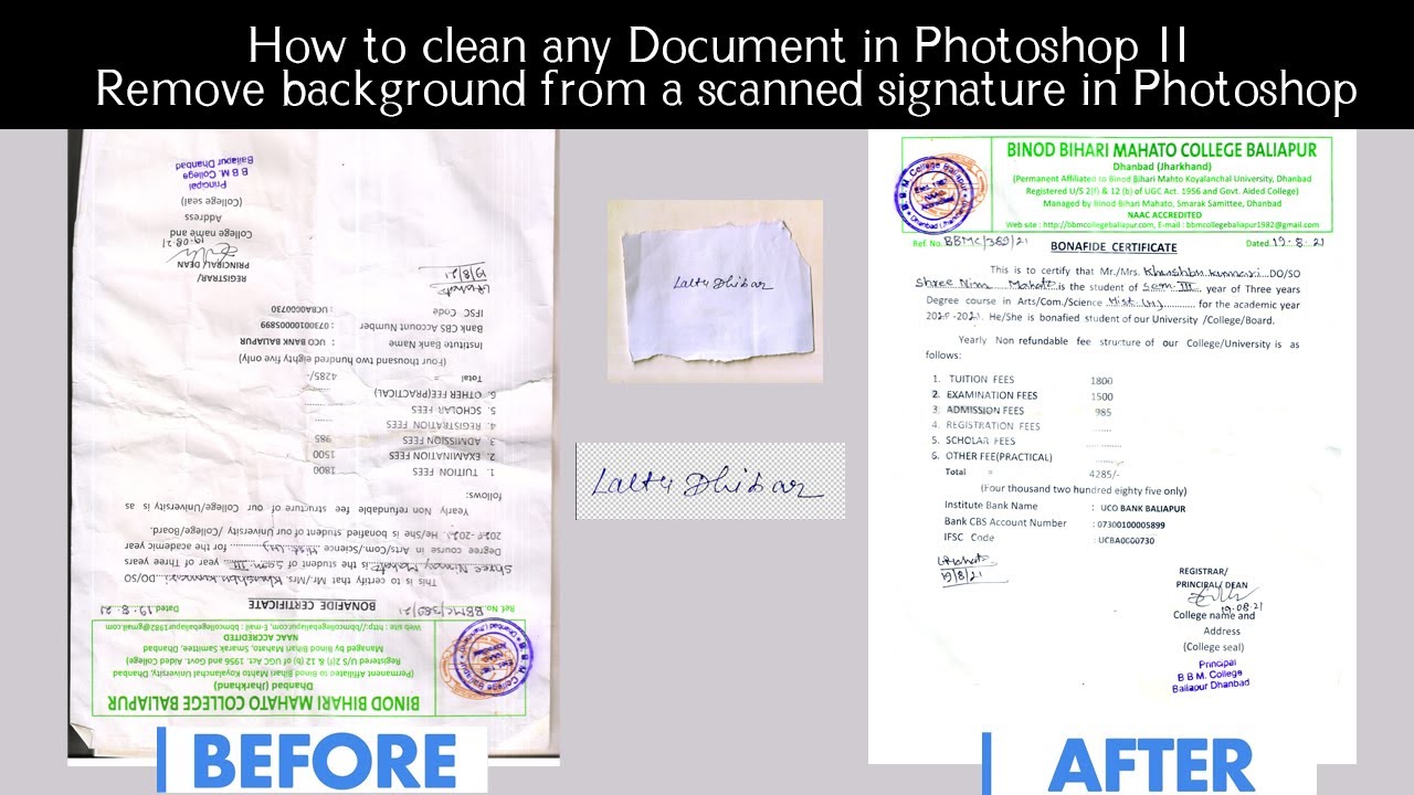 How to clean any Document in Photoshop || remove background from a scanned signature in Photoshop