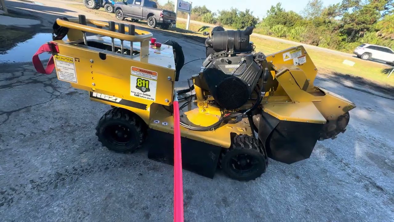 How to operate Rayco RG27 stump grinder 