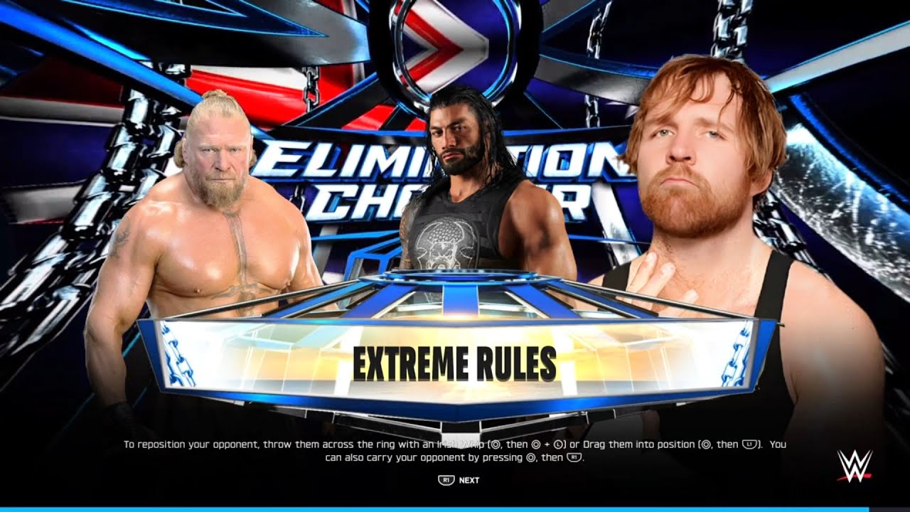Roman Reigns Vs Brock Lesnar & Dean Ambrose Extreme Rules Match WWE 2k25 