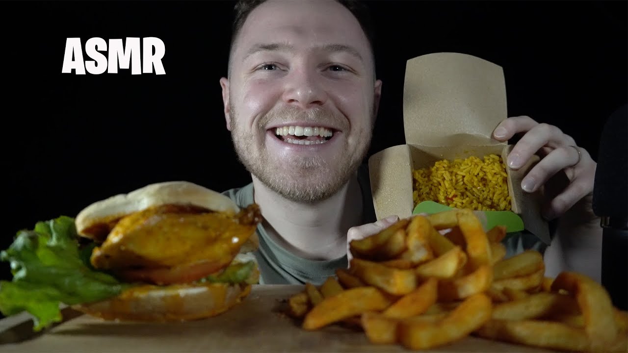 ASMR JUICY AND MESSY NANDOS BURGER!! - MUKBANG - EATING SOUNDS - SOFT WHISPERS