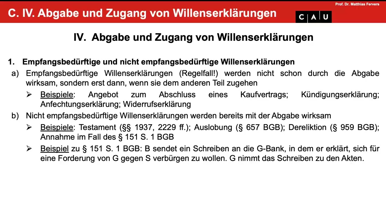 BGB AT &ndash;&nbsp;Folge 06 (Abgabe und Zugang von Willenserkl&auml;rungen)
