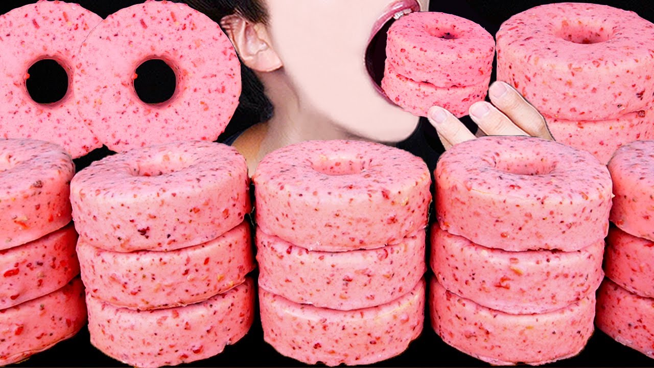 ASMR PINK CHOCOLATE ICE CREAM DOUGHNUTS MAGNUM NUTELLA LOTUS DESSERT MUKBANG 초콜릿 먹방 咀嚼音EATING SOUNDS