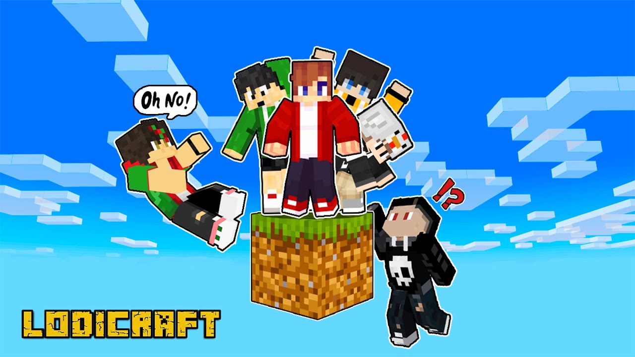 6 Friends on ONE BLOCK in Minecraft