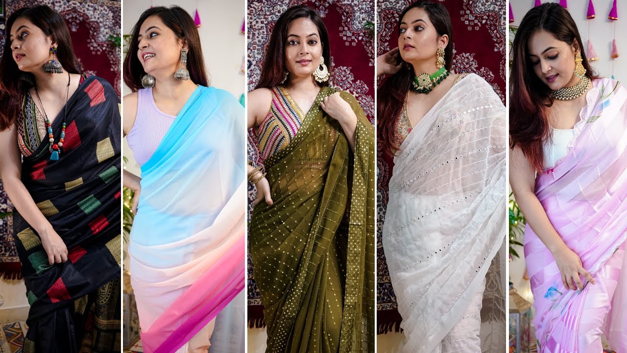 Amazon Festive Saree With Designer Blouses Haul | Saree TRENDs for this Festive Season | Alia Bhatt