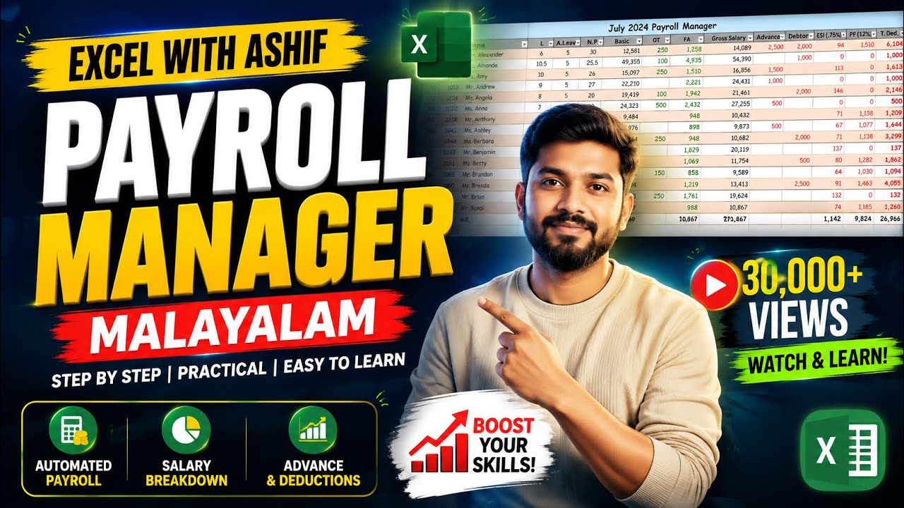 Easy Payroll Management Using Excel | Latest Method | Simplified Guide | MALAYALAM 2025