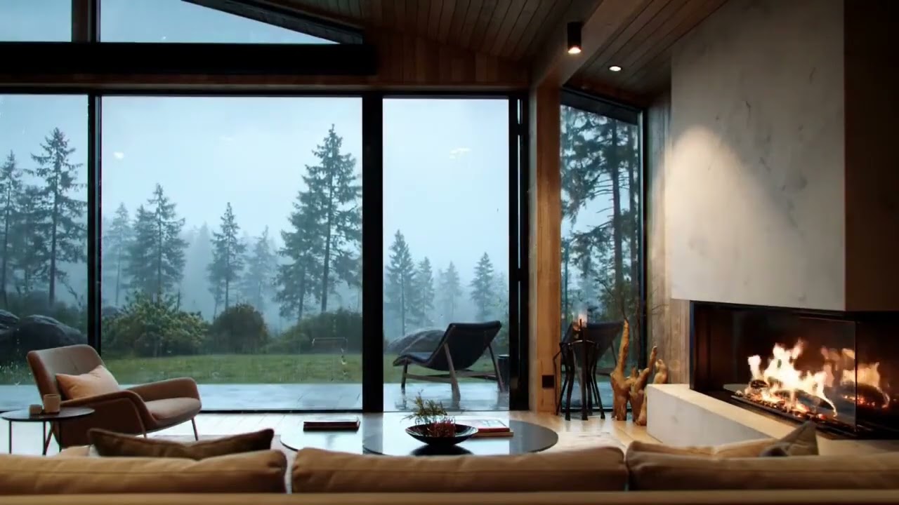 Cozy Cabin Rain & Fireplace Sounds | Sleep & Relax ASMR 🌧️🔥🌲 #Relaxation #ASMR
