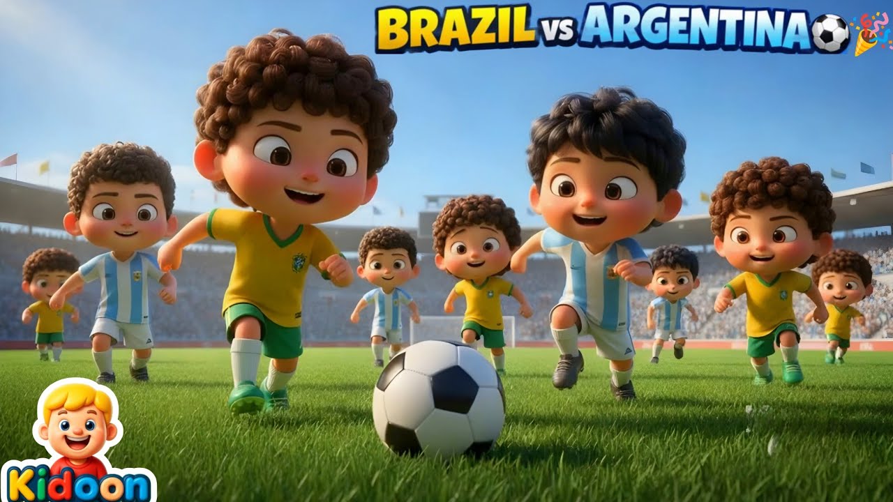 BRAZIL vs ARGENTINA ⚽🎉 | Kids Football Song | 3D Nursery Rhymes Cartoon