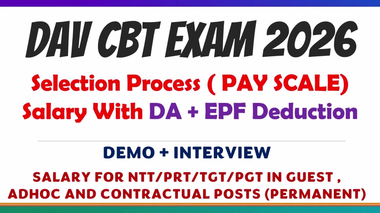 DAV CBT SALARY After Joining FOR NTT PRT TGT PGT Posts With Important Information