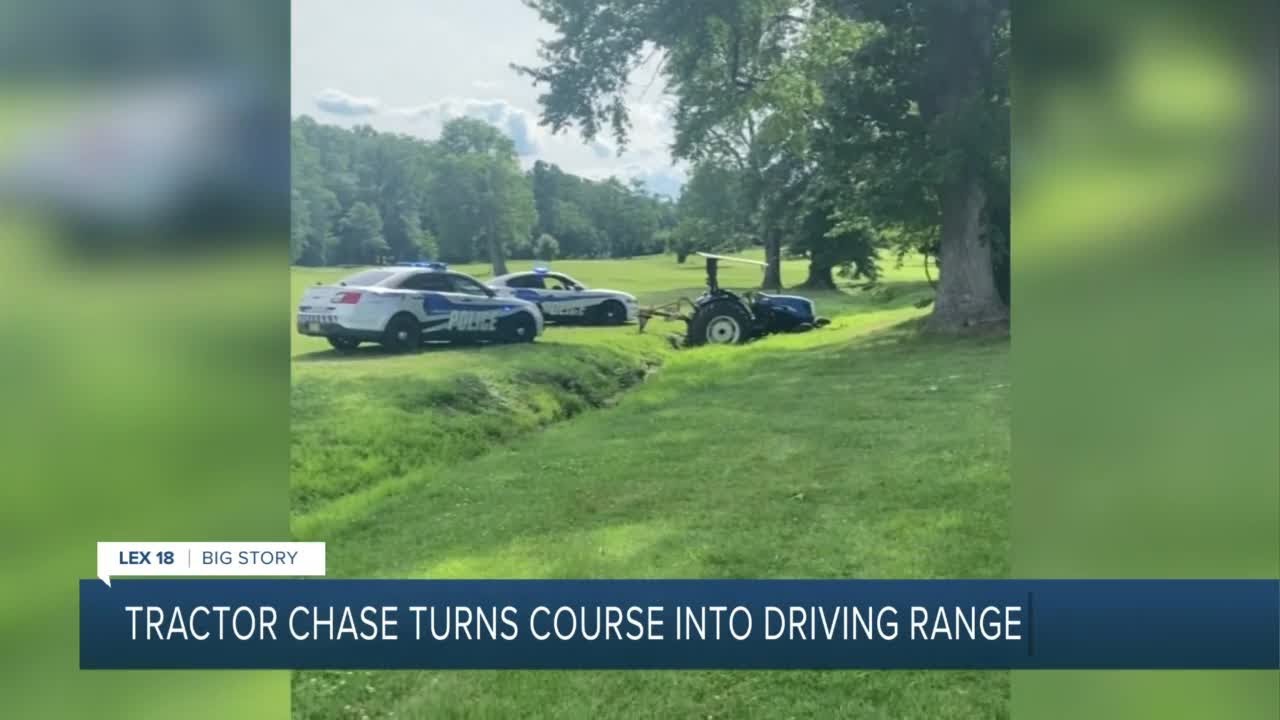 Tractor chase turns course into driving range