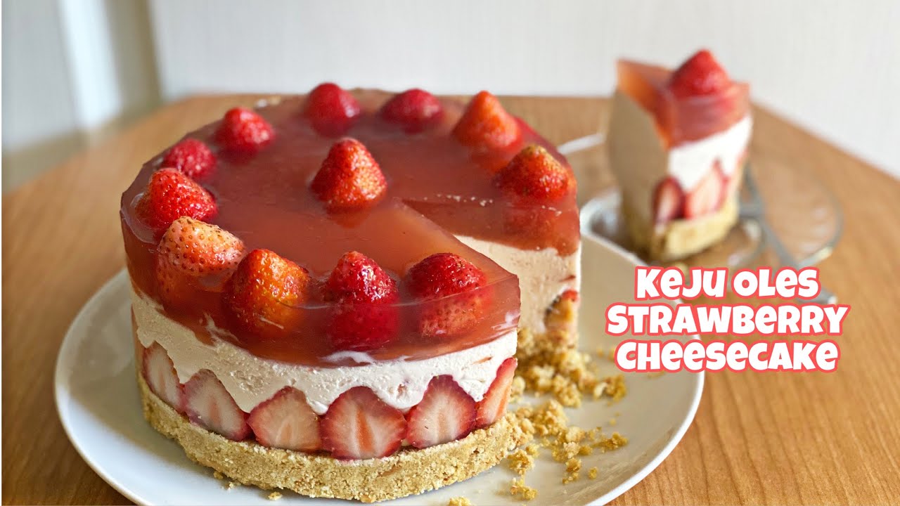STRAWBERRY CHEESECAKE EKONOMIS! Tanpa oven dan tanpa cream cheese.