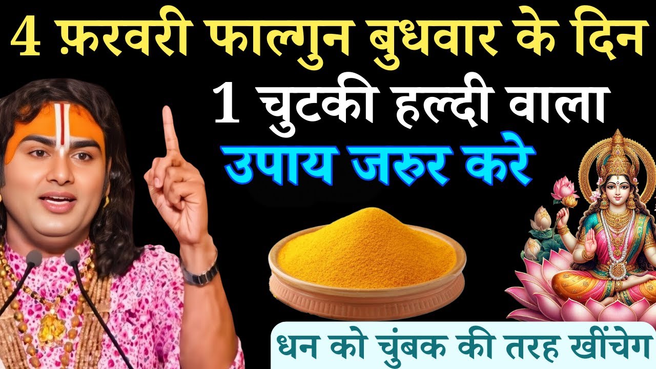 04 फरवरी फाल्गुन बुधवार तृतीया तिथि के दिन 1 चुटकी हल्दी वाला उपाय जरुर करे |  Aniruddhacharya Ji