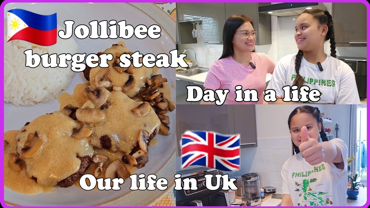 A day in the life in UK | homemade Jollibee burger steak | British-Filipino  #jollibee #filipinofood