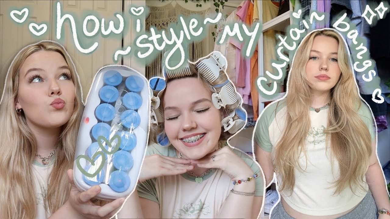 how i style my curtain bangs!! (w/ hot rollers) *✧･ﾟ❥