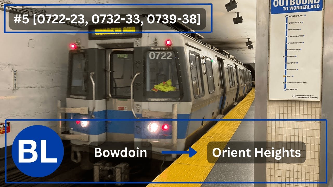 [Boston Subway] MBTA #5 Siemens [0722-23, 0732-33, 0739-38] Blue Line: Bowdoin → Orient Heights