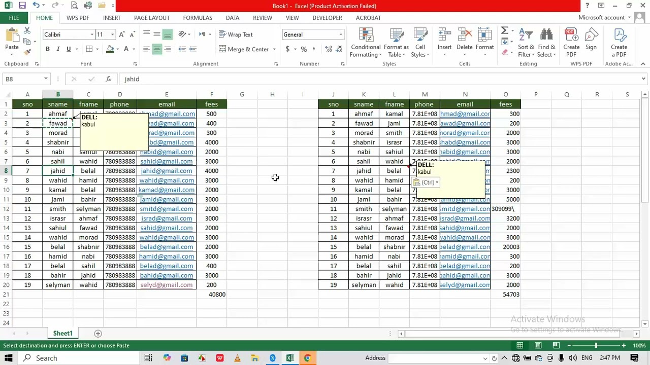 2nd class in excel