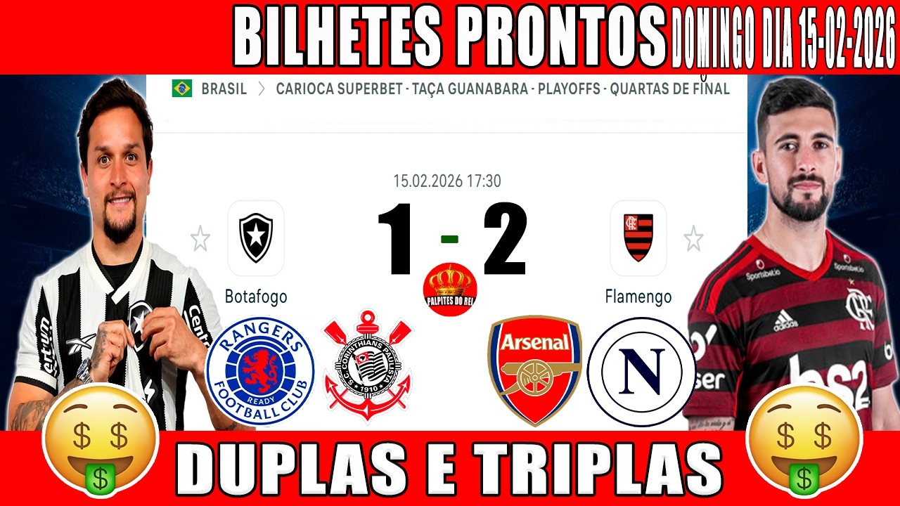 PALPITES DE FUTEBOL PRA HOJE DIA 15 02 2026   DOMINGO