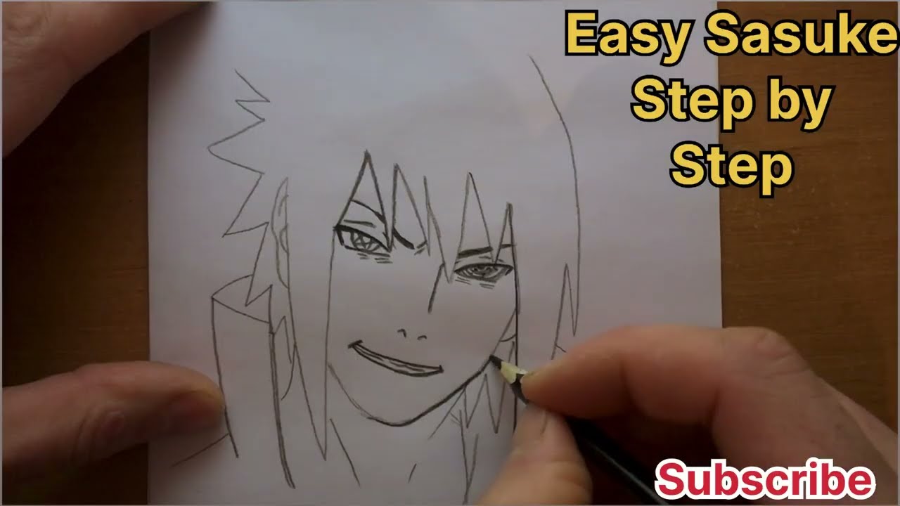 Easy drawing Sasuke / lesson for beginer / drawing step by step
