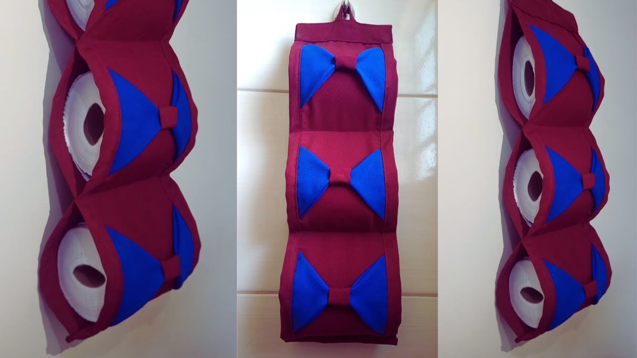 Como Fazer Porta Papel Higienico Laços com Tecido  Passo a Passo