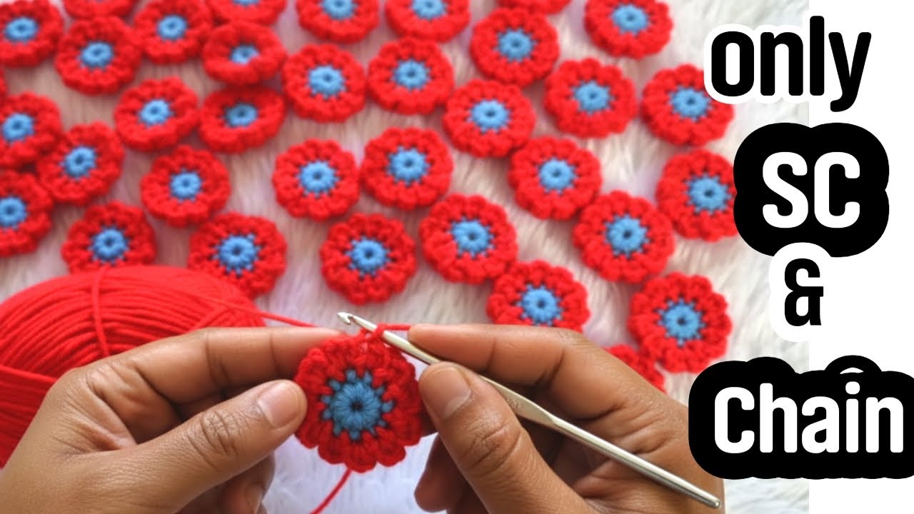 First Crochet Flower for Beginners 🌸|Only Chain and Single Crochet Stitch|#NazCrochet2k 