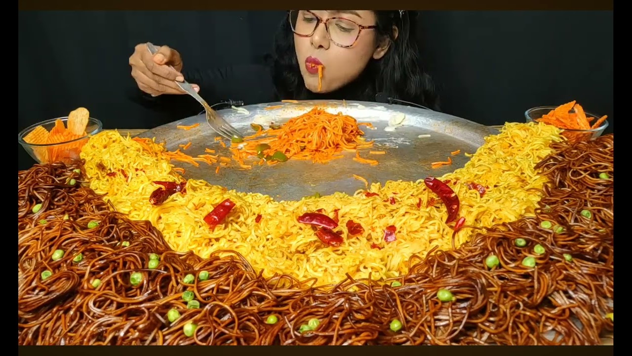 Maggi  noodles 🍜 with pasta eating challenge || 