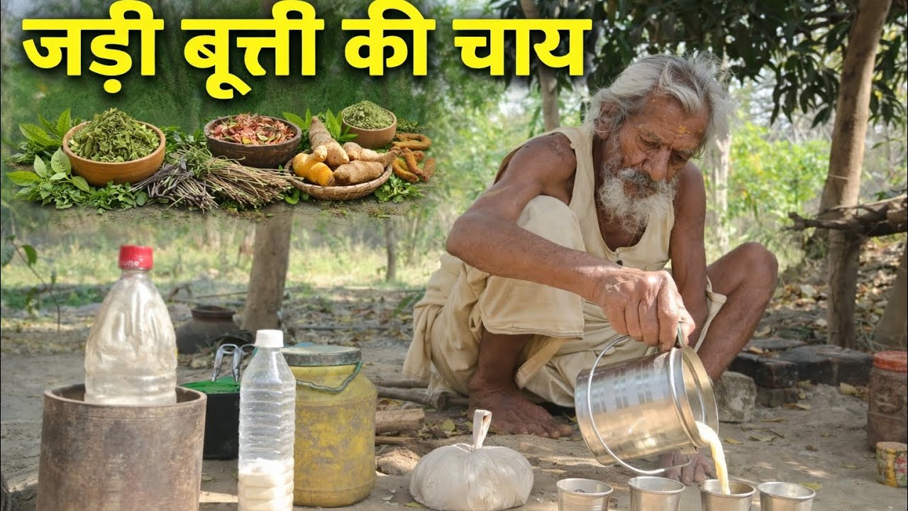 सिद्ध संत महाराज जी ने बनाई जंगली जड़ी बूटी पपीता के पत्ते कई पत्तियों का स्वादिष्ट चाय देखकर हैरान