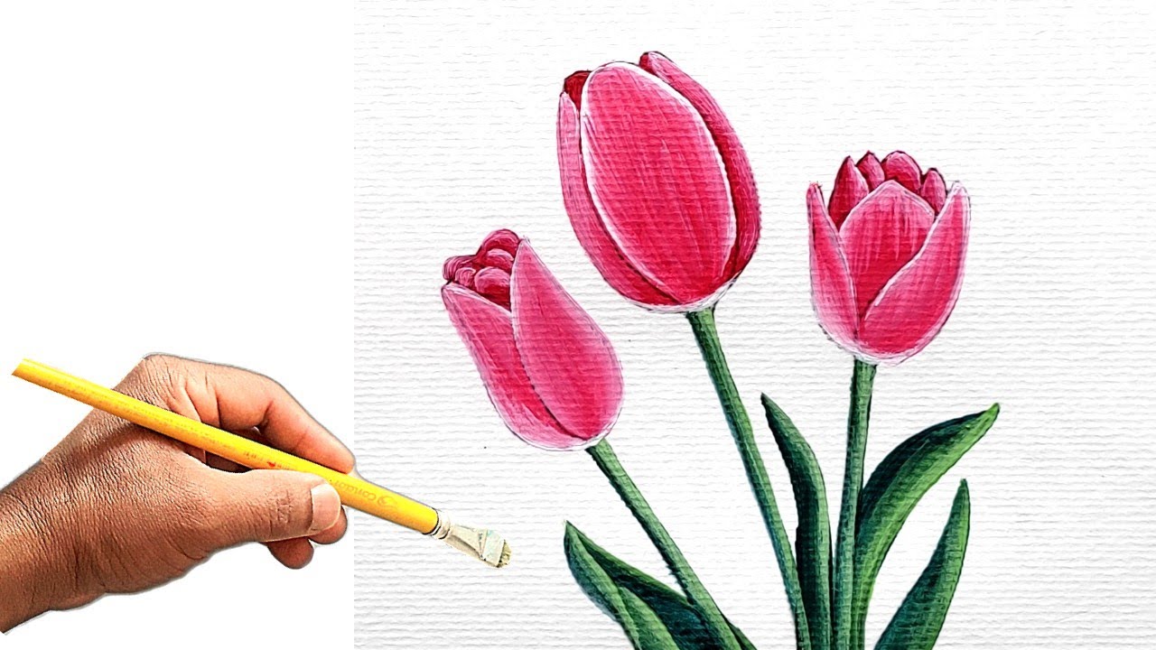 Como Pintar Flores Tulipa passo a passo