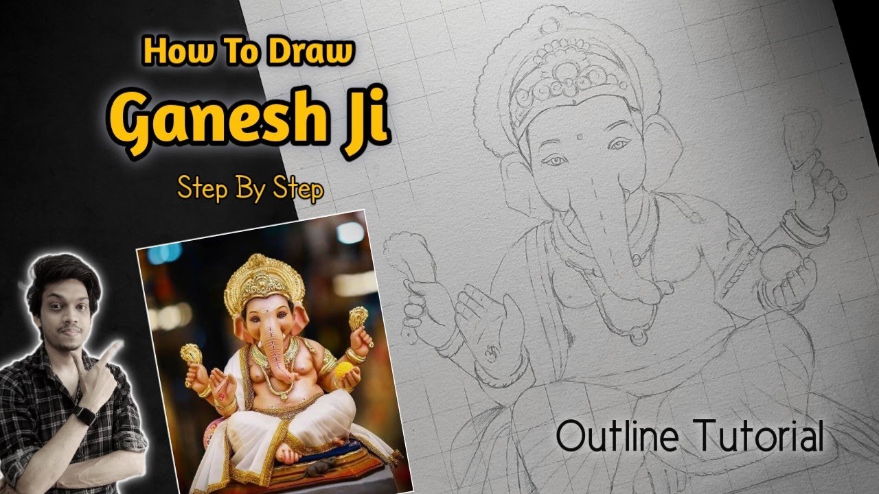 How To Draw Ganesh Ji Step By Step Outline Tutorial | its Art Adda | Ganesh Ji Drawing #ganesh